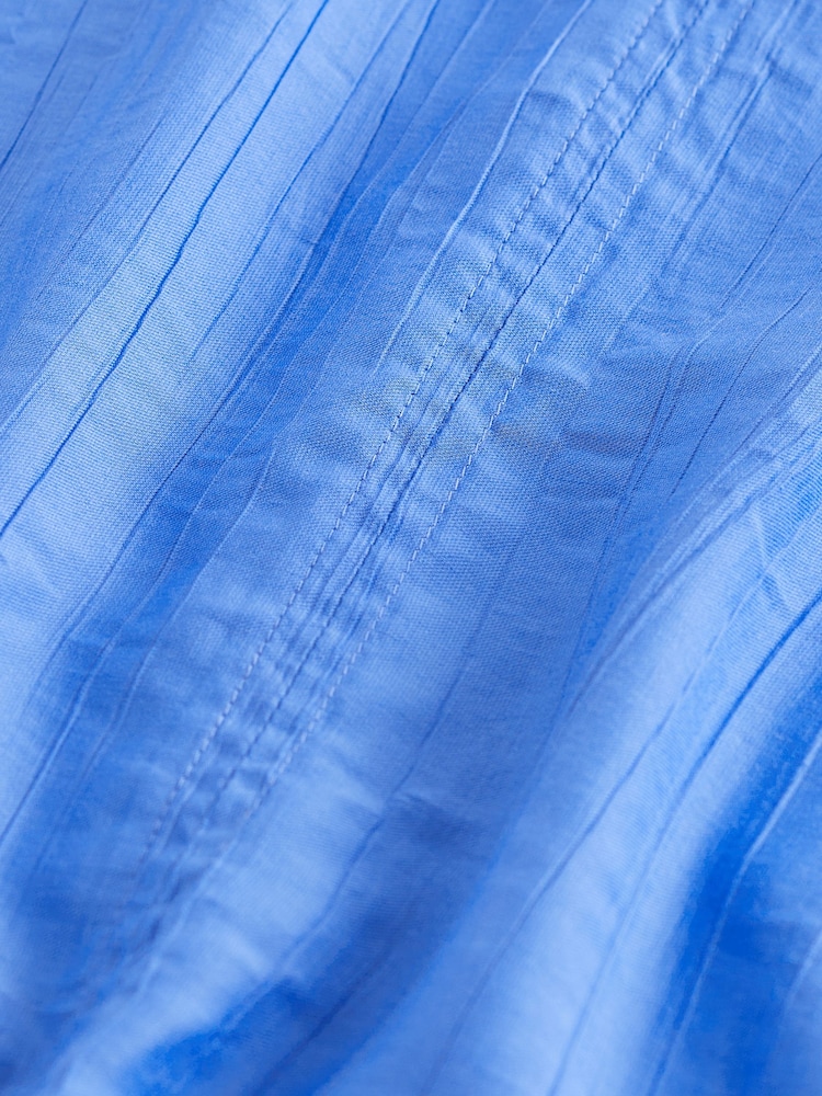 Cobalt Blue Gathered Short Sleeve Textured Boxy T-Shirt - Image 6 of 6
