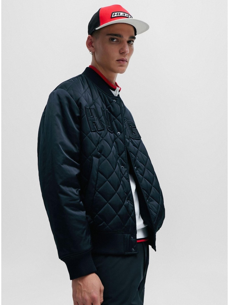 Hugo Trucker Black Cap In Cotton Twill With Racing Inspired Details - Image 1 of 3