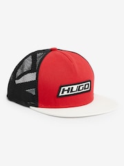 Hugo Trucker Black Cap In Cotton Twill With Racing Inspired Details - Image 3 of 3