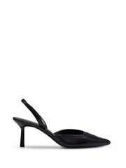 HUGO Slingback Black Pumps in Nappa Leather With Debossed Logo - Image 1 of 3