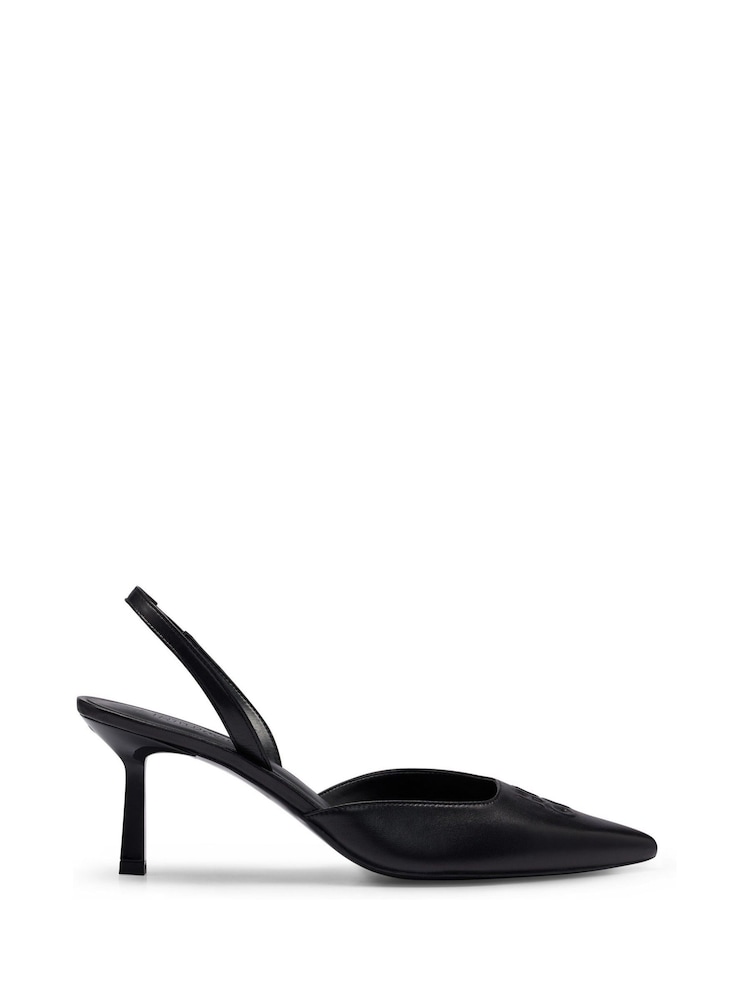 HUGO Slingback Black Pumps in Nappa Leather With Debossed Logo - Image 1 of 3
