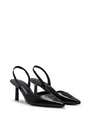 HUGO Slingback Black Pumps in Nappa Leather With Debossed Logo - Image 2 of 3