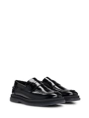 HUGO Penny Trim Black Moccasins In Brush-Off Leather - Image 3 of 5