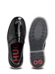 HUGO Penny Trim Black Moccasins In Brush-Off Leather - Image 5 of 5