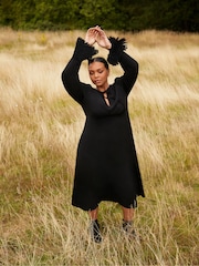 Live Unlimited Black Feather Trim Dress - Image 2 of 6