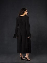 Live Unlimited Black Feather Trim Dress - Image 3 of 6