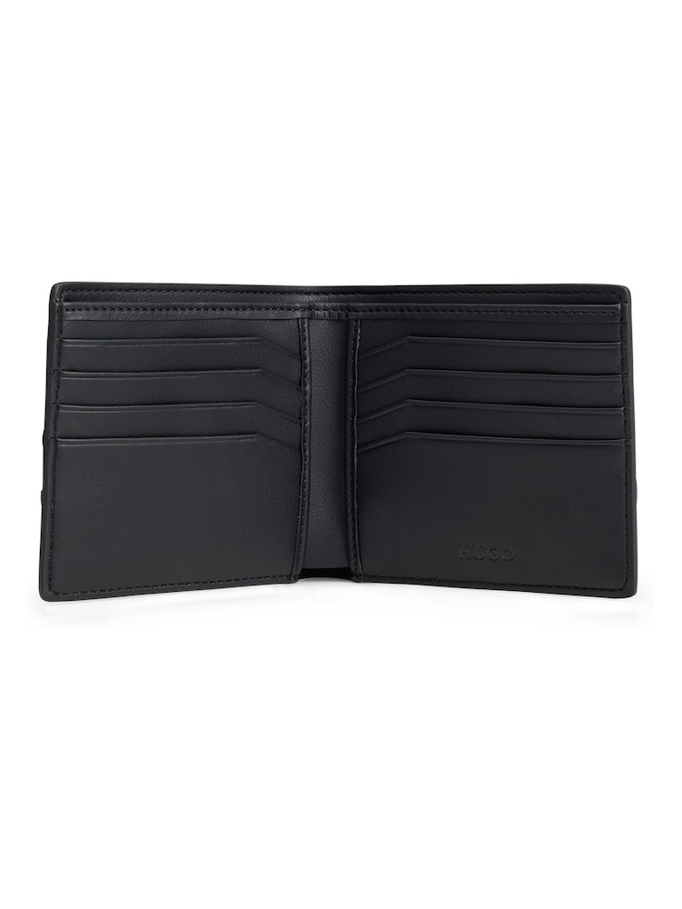 HUGO Faux Leather Bi-fold Black Wallet With Flame Artwork - Image 2 of 3
