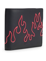 HUGO Faux Leather Bi-fold Black Wallet With Flame Artwork - Image 3 of 3