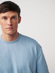 Blue Textured Relaxed Fit T-Shirt - Image 1 of 7
