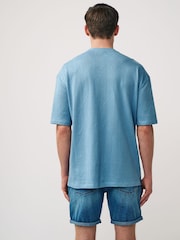 Blue Textured Relaxed Fit T-Shirt - Image 2 of 7