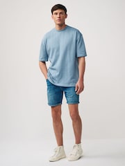 Blue Textured Relaxed Fit T-Shirt - Image 3 of 7