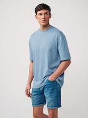 Blue Textured Relaxed Fit T-Shirt - Image 4 of 7