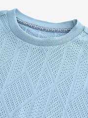 Blue Textured Relaxed Fit T-Shirt - Image 6 of 7