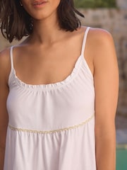 White 100% Cotton Jersey Tiered Summer Dress - Image 4 of 7