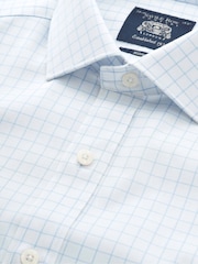 Savile Row Company White/Blue Slim Fit Cotton Twill Window Check Double Cuff Formal Shirt - Image 3 of 3