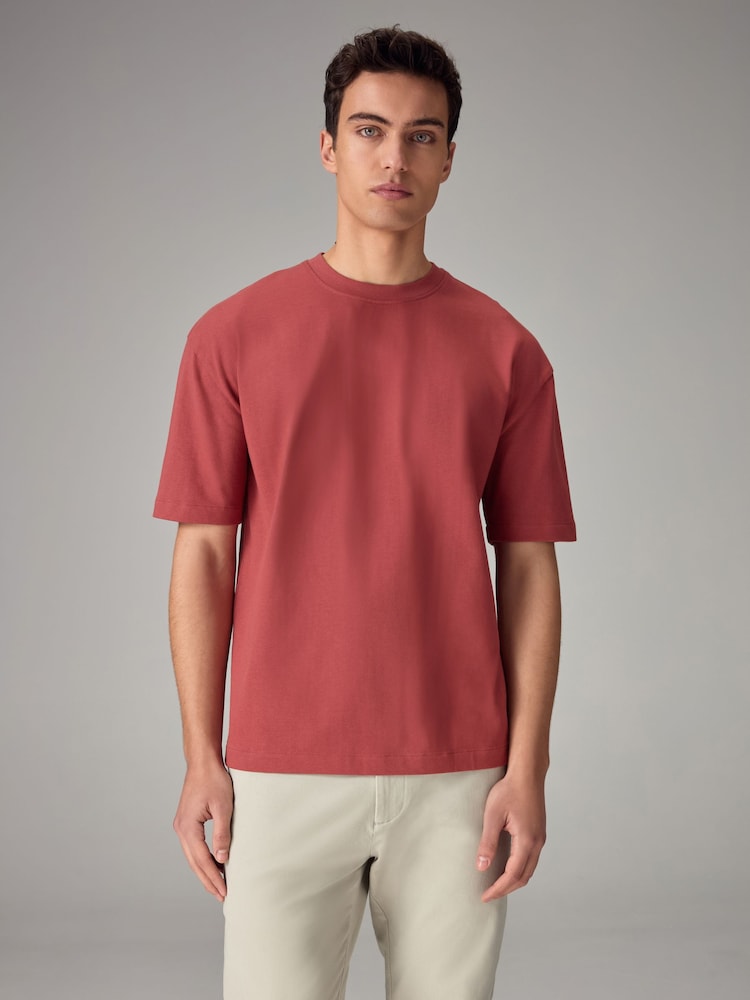 Red Relaxed Fit Heavyweight 100% Cotton T-Shirt - Image 1 of 4