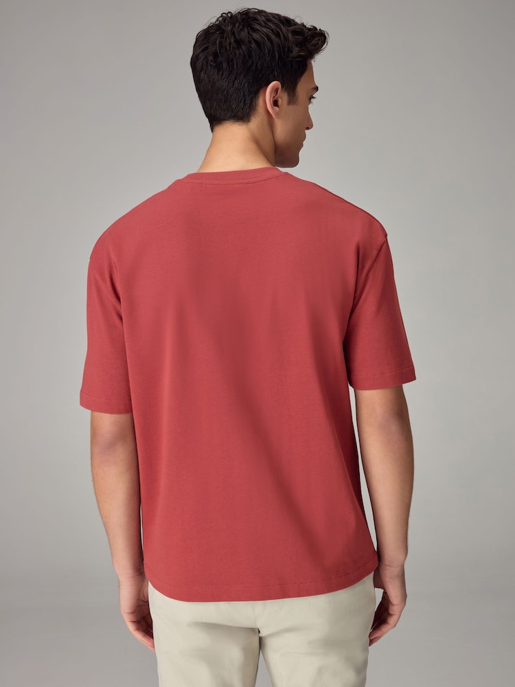 Red Relaxed Fit Heavyweight 100% Cotton T-Shirt - Image 4 of 4