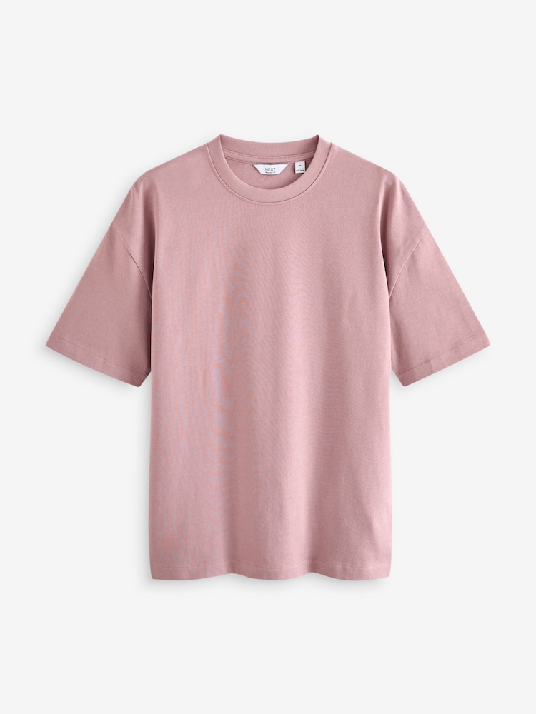 Navy Blue/Pink/Ecru Relaxed Fit Heavyweight T-Shirts 3 Pack - Image 10 of 12