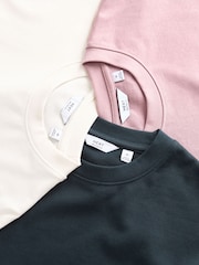 Navy Blue/Pink/Ecru Relaxed Fit Heavyweight T-Shirts 3 Pack - Image 11 of 12