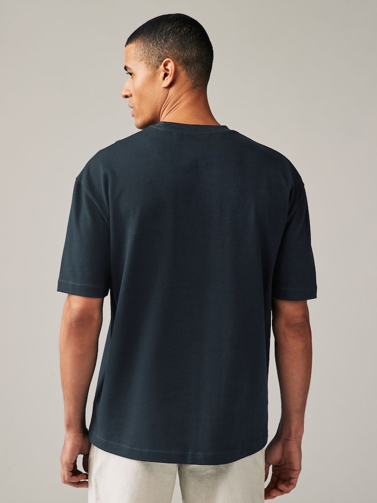 Navy Blue/Pink/Ecru Relaxed Fit Heavyweight T-Shirts 3 Pack - Image 3 of 12