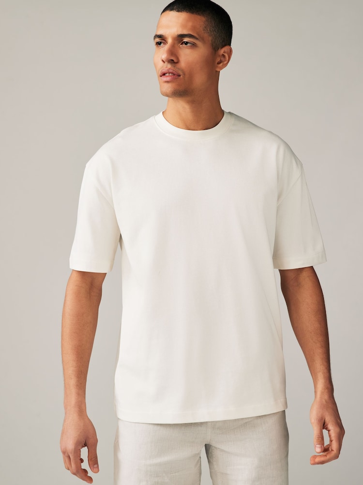 Navy Blue/Pink/Ecru Relaxed Fit Heavyweight T-Shirts 3 Pack - Image 6 of 12