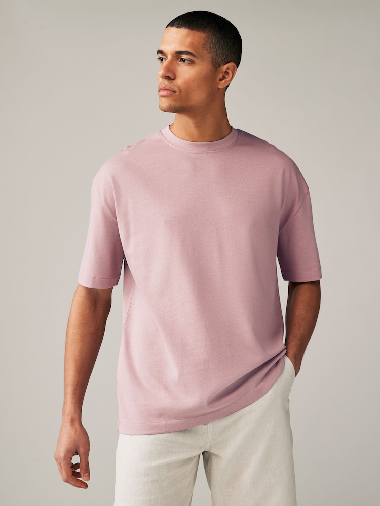 Navy Blue/Pink/Ecru Relaxed Fit Heavyweight T-Shirts 3 Pack - Image 7 of 12
