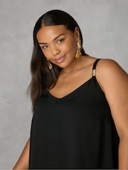 Live Unlimited Black Curve Trim Detail Vest Top - Image 3 of 4