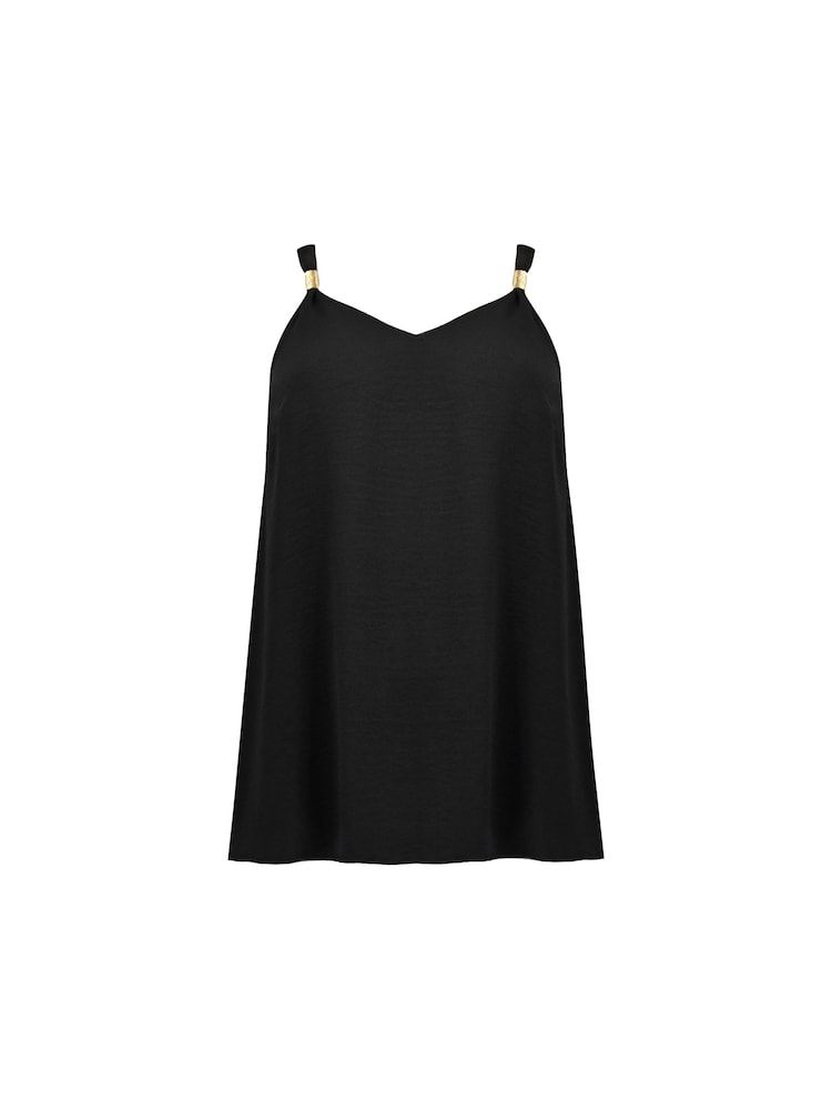 Live Unlimited Black Curve Trim Detail Vest Top - Image 4 of 4