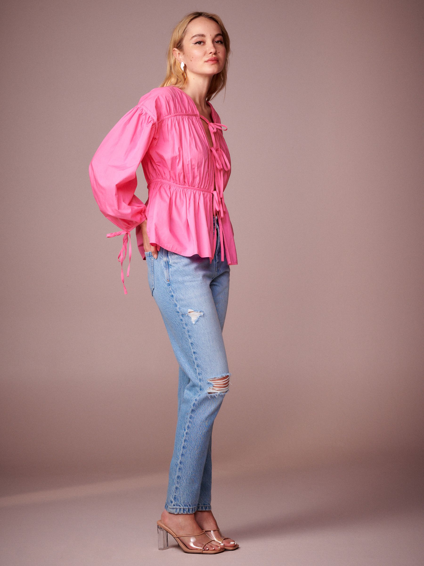 【送料0円】 Buy Pink Poplin Layered Tie Blouse from Next Luxembourg トップス