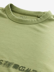 Khaki Green Single Relaxed Fit 100% Cotton Graphic Heavyweight T-Shirt - Image 5 of 6