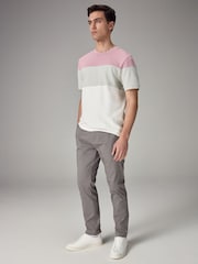 Pink/Grey/White Textured Colour Block T-Shirt - Image 2 of 7