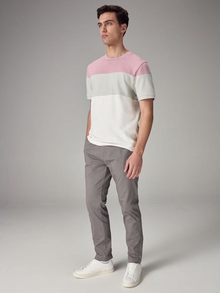 Pink/Grey/White Textured Colour Block T-Shirt - Image 2 of 7