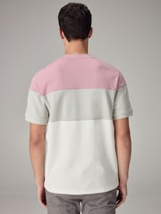 Pink/Grey/White Textured Colour Block T-Shirt - Image 3 of 7