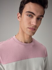 Pink/Grey/White Textured Colour Block T-Shirt - Image 4 of 7