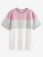 Pink/Grey/White Textured Colour Block T-Shirt - Image 5 of 7