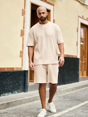 Ecru White Relaxed Fit Waffle Texture T-Shirt - Image 2 of 6