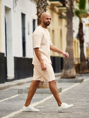 Ecru White Relaxed Fit Waffle Texture T-Shirt - Image 3 of 6