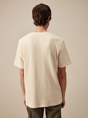 Ecru White Relaxed Fit Waffle Texture T-Shirt - Image 4 of 6