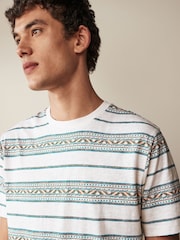 White Navajo 100% Cotton Textured Stripe T-Shirt - Image 1 of 7