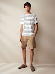 White Navajo 100% Cotton Textured Stripe T-Shirt - Image 2 of 7