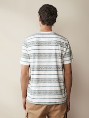 White Navajo 100% Cotton Textured Stripe T-Shirt - Image 3 of 7