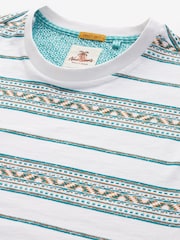 White Navajo 100% Cotton Textured Stripe T-Shirt - Image 6 of 7