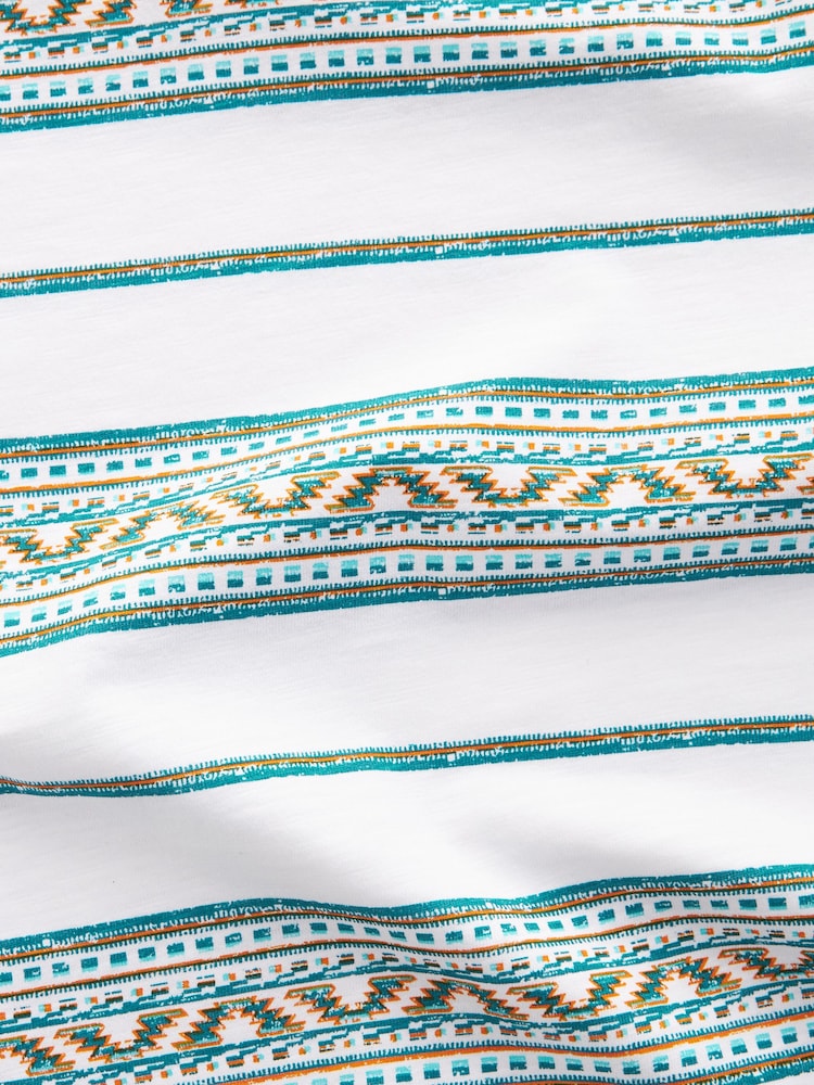 White Navajo 100% Cotton Textured Stripe T-Shirt - Image 7 of 7