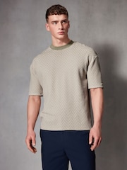 Neutral Zig Zag Texture Relaxed Fit T-Shirt - Image 1 of 7