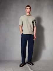 Neutral Zig Zag Texture Relaxed Fit T-Shirt - Image 2 of 7