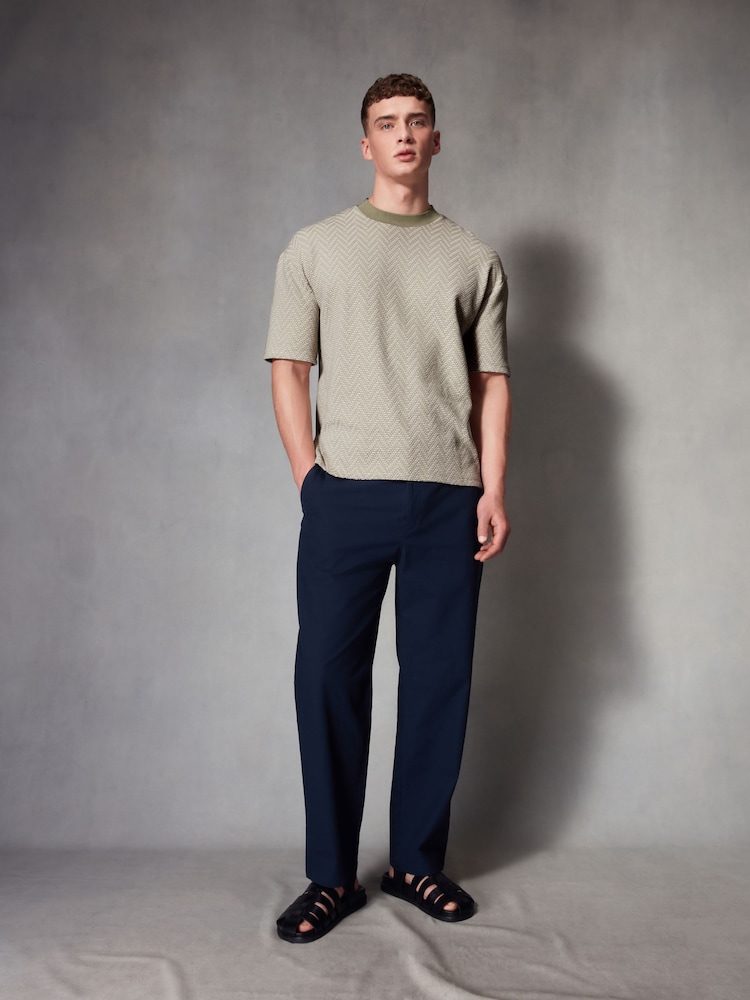 Neutral Zig Zag Texture Relaxed Fit T-Shirt - Image 2 of 7