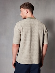 Neutral Zig Zag Texture Relaxed Fit T-Shirt - Image 3 of 7