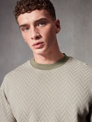Neutral Zig Zag Texture Relaxed Fit T-Shirt - Image 5 of 7