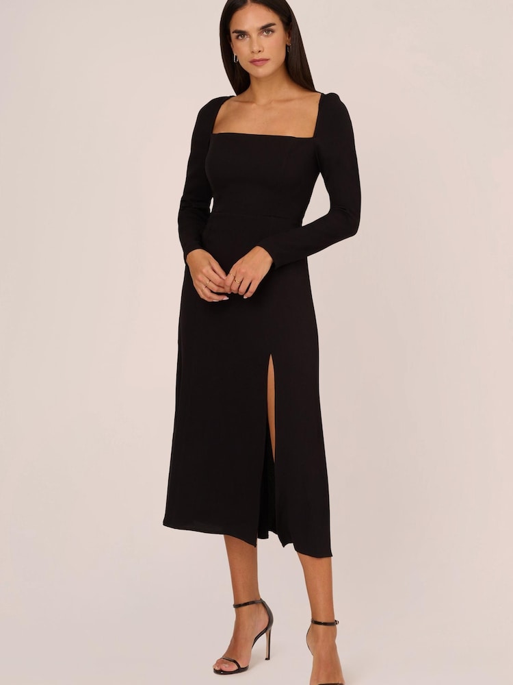 Adrianna Papell Light Crepe Black Dress - Image 1 of 7 Adrianna Papell Light Crepe Black Dress - Image 1 of 7
