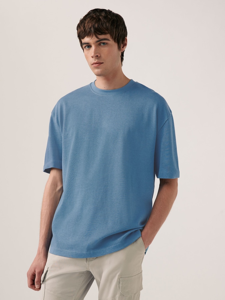 Bleu/noir/neutre - Coupe ample - T-shirt épais 3 Pack - Image 6 of 12